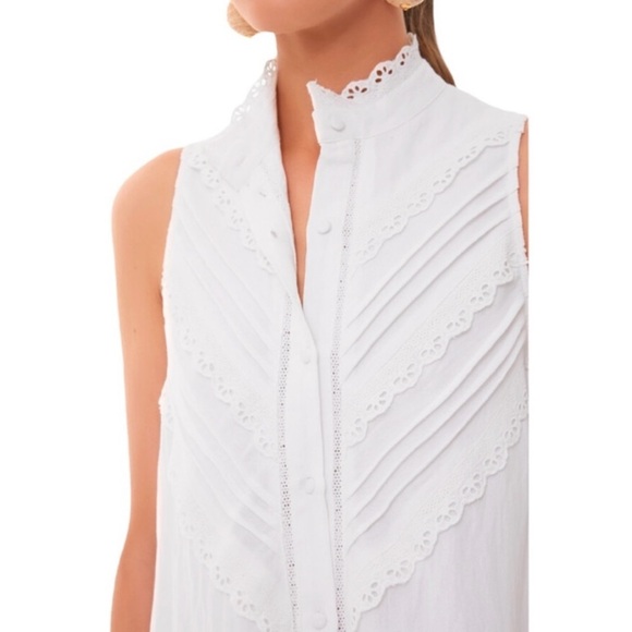 Tuckernuck Pomander Place Dutton Sleeveless Eyelet Trim Dress White Women’s XS - Picture 2 of 9